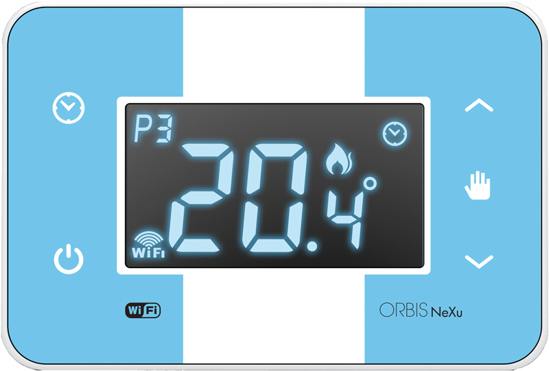 NEXU WiFi BIANCO Cronotermostato digitale da parete comunicazione WiFi,  programmazione settimanale, alim. 230V - ORBIS OB326200 - Orbis Italia