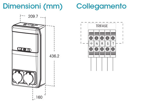 VIARIS COMBI+ CC10T2E22ETH TRIFASE 22 kW + 22 kW 3x32A, 2 CAVI e CONNETTORE TIPO  2 lunghezza 10m, contatore MID, Ethernet, lettore carte RFID - ORBIS  OB94P7AAKC2 - Orbis Italia