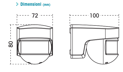 ISIMAT Rivelatore di movimento da parete, rilevamento: angolo 140°,  frontali 12m e laterali 8m, 230V - ORBIS OB134312 - Orbis Italia