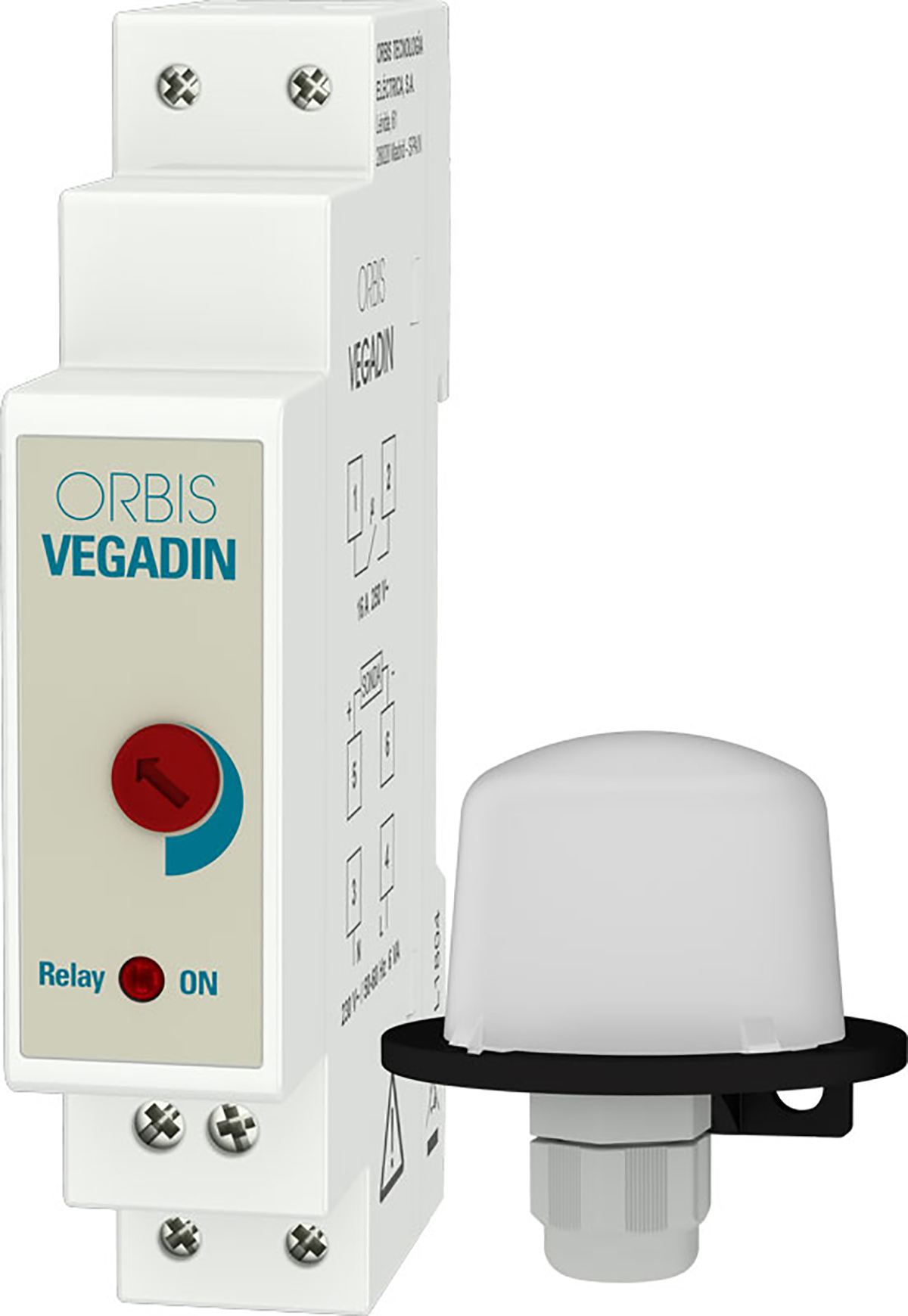 VEGADIN Interruttore crepuscolare 1 modulo DIN con sonda da palo o parete,  230V - ORBIS OB131612 - Orbis Italia