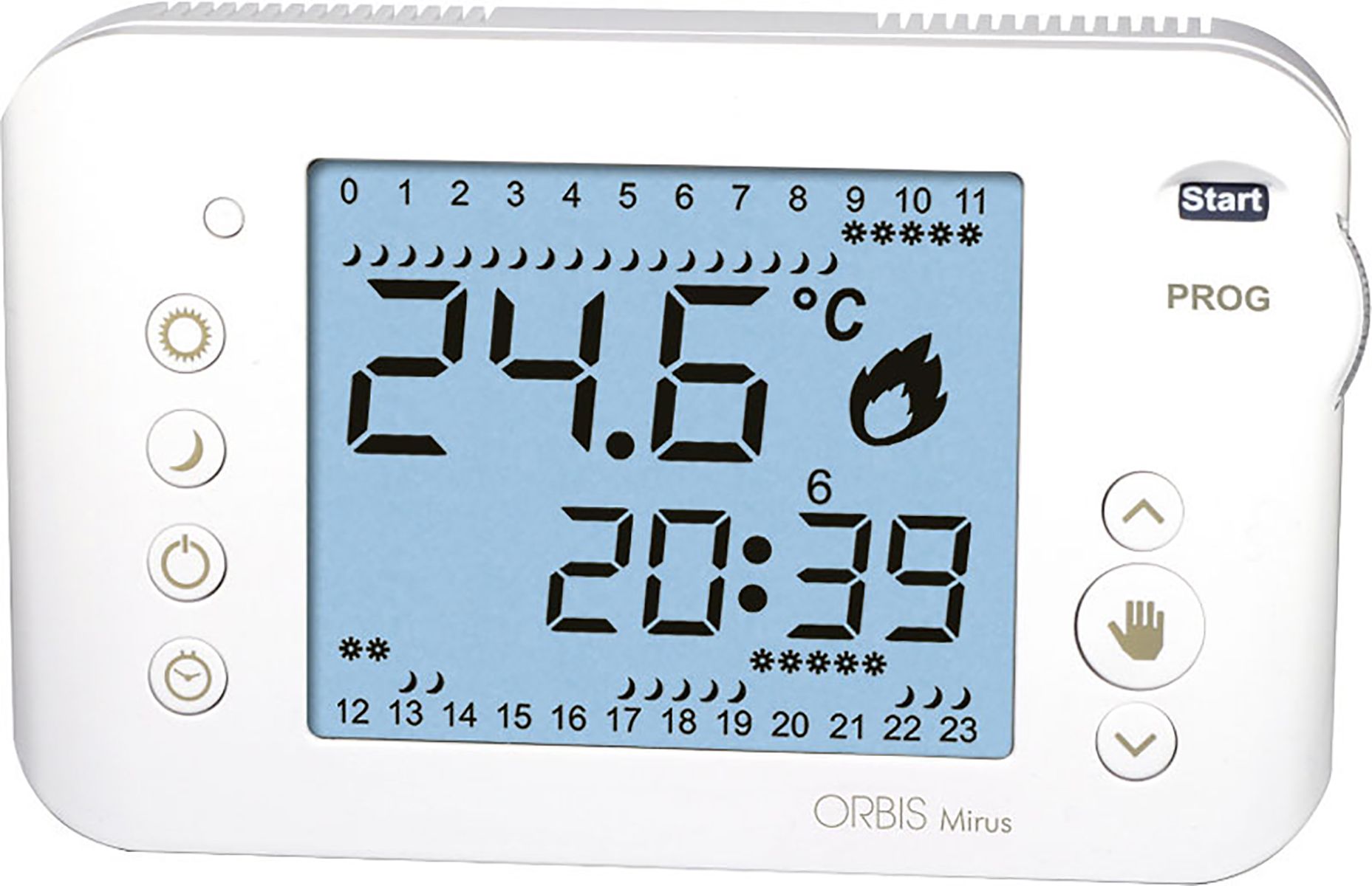 MIRUS BIANCO Cronotermostato digitale a batteria, da parete, programmazione  giornaliera/settimanale - ORBIS OB324700 - Orbis Italia