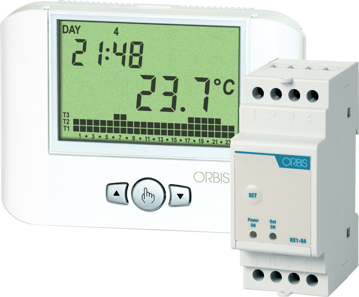 ORUS RF+ATTUATORE Cronotermostato digitale da parete colore BIANCO