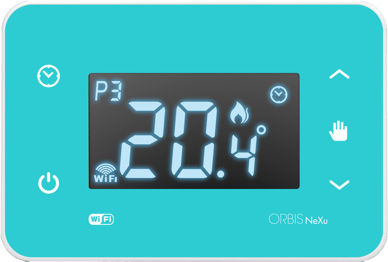 NEXU IN WiFi FTY Cronotermostato digitale da incasso comunicazione WiFi,  programmazione settimanale, colore TIFFANY, alim. 230V - ORBIS OB32630TY -  Orbis Italia