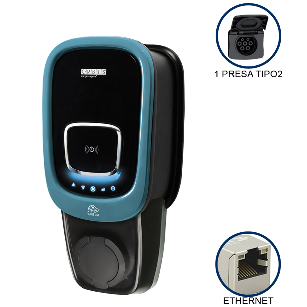 VIARIS UNI BT222ETH TRIFASE 22 kW 3x32A, 1 PRESA TIPO 2, Ethernet, lettore  carte RFID - ORBIS OB94U7C0HA2 - Orbis Italia