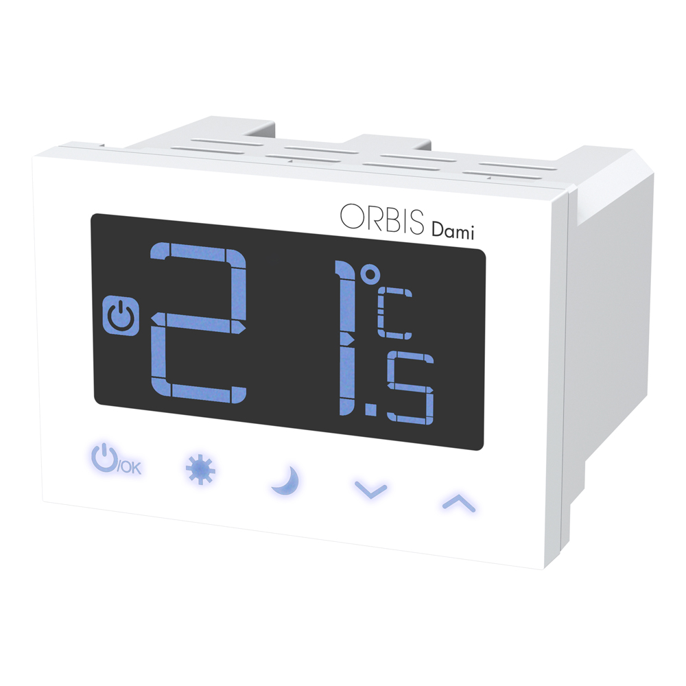 DAMI BIANCO Termostato digitale da incasso, modalità estate/inverno, alim.  230V - ORBIS OB326600 - Orbis Italia